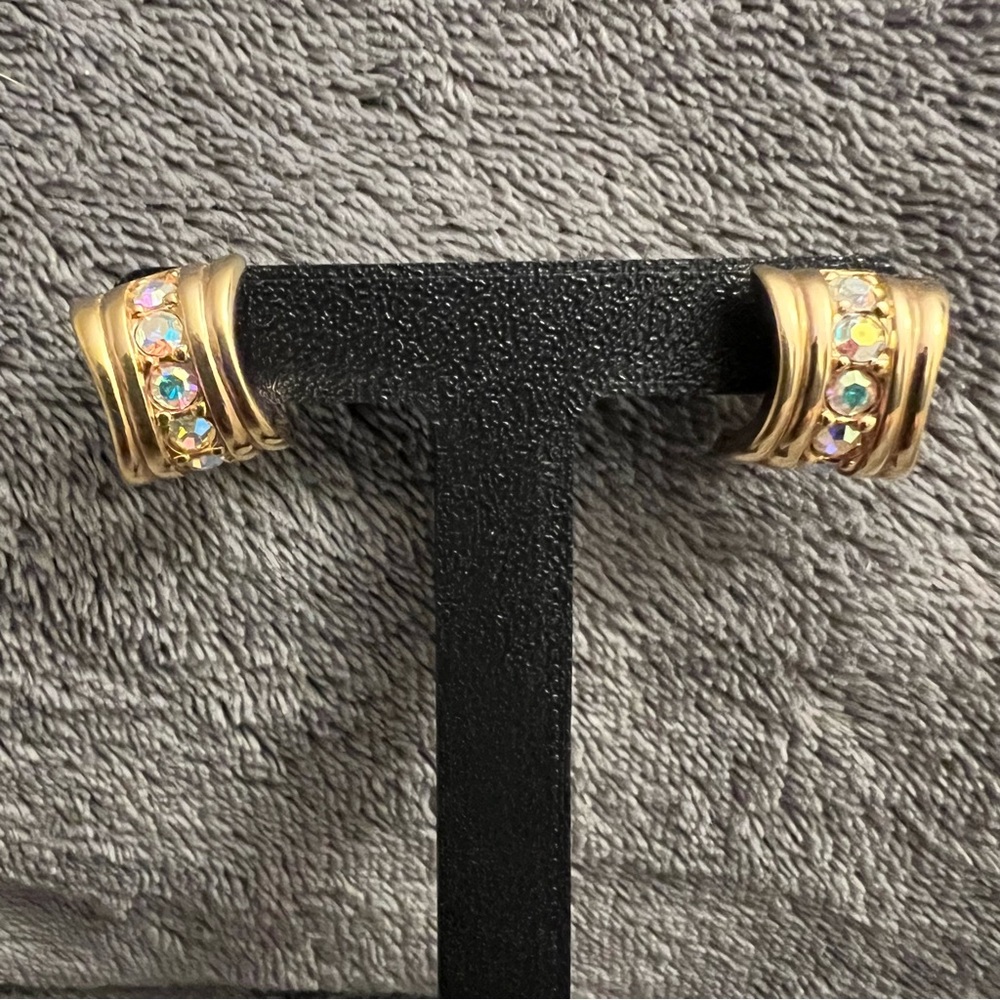 Vintage Swarovski Stamped Gold Tone Earrings with Napier Backings